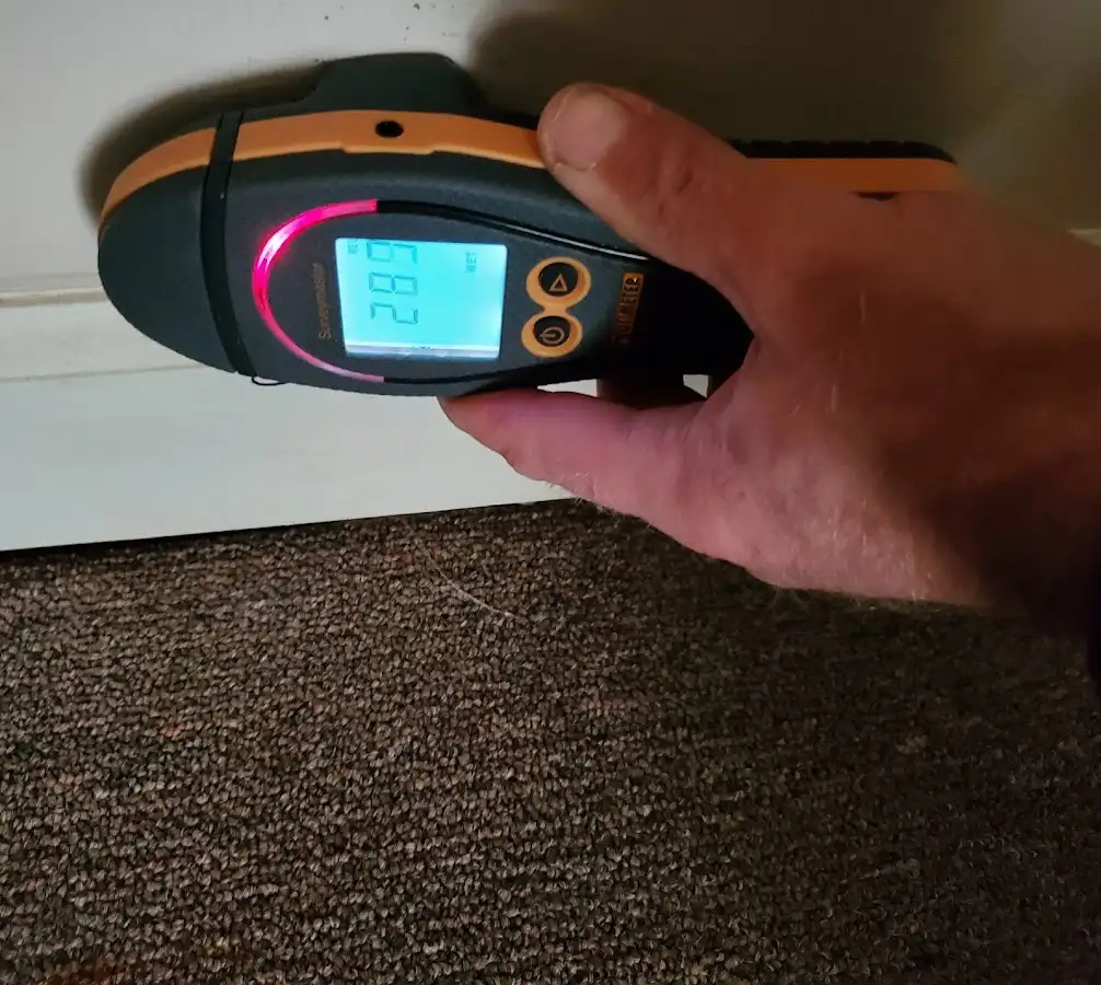 Moisture detection at baseboard during Sewage Cleanup & Sanitation in Deerfield